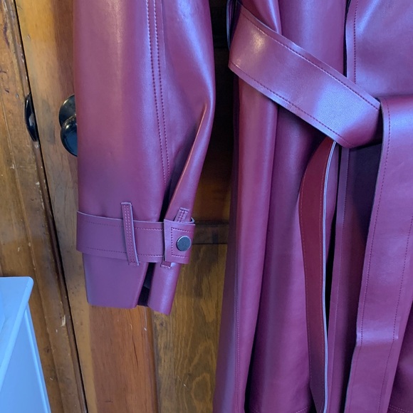 Naked Wardrobe Burgundy Trench Coat small vegan leather new with tags - Picture 3 of 10